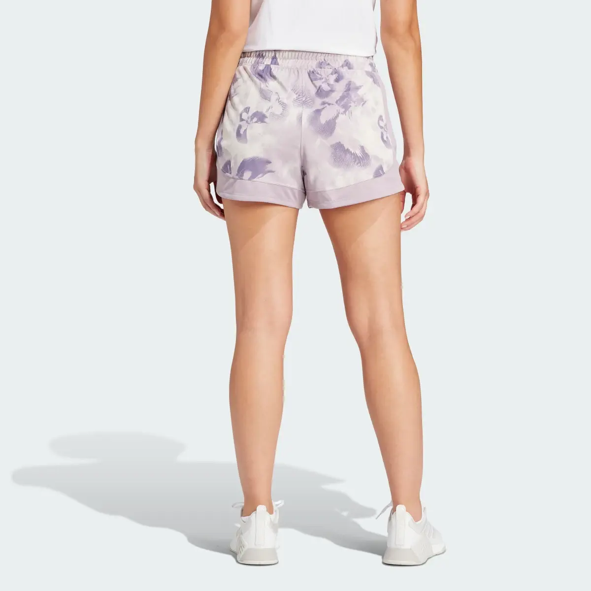 Adidas Pacer Essentials AOP Flower Tie-Dye Knit Shorts. 2