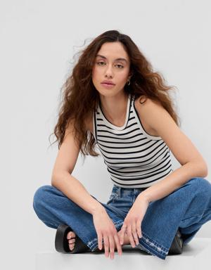 PROJECT GAP Cropped Stripe Rib Tank Top blue