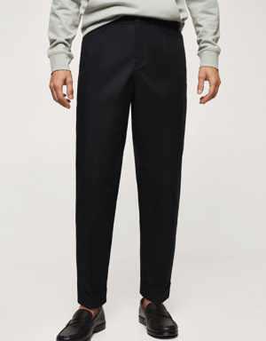 Cotton pleated trousers
