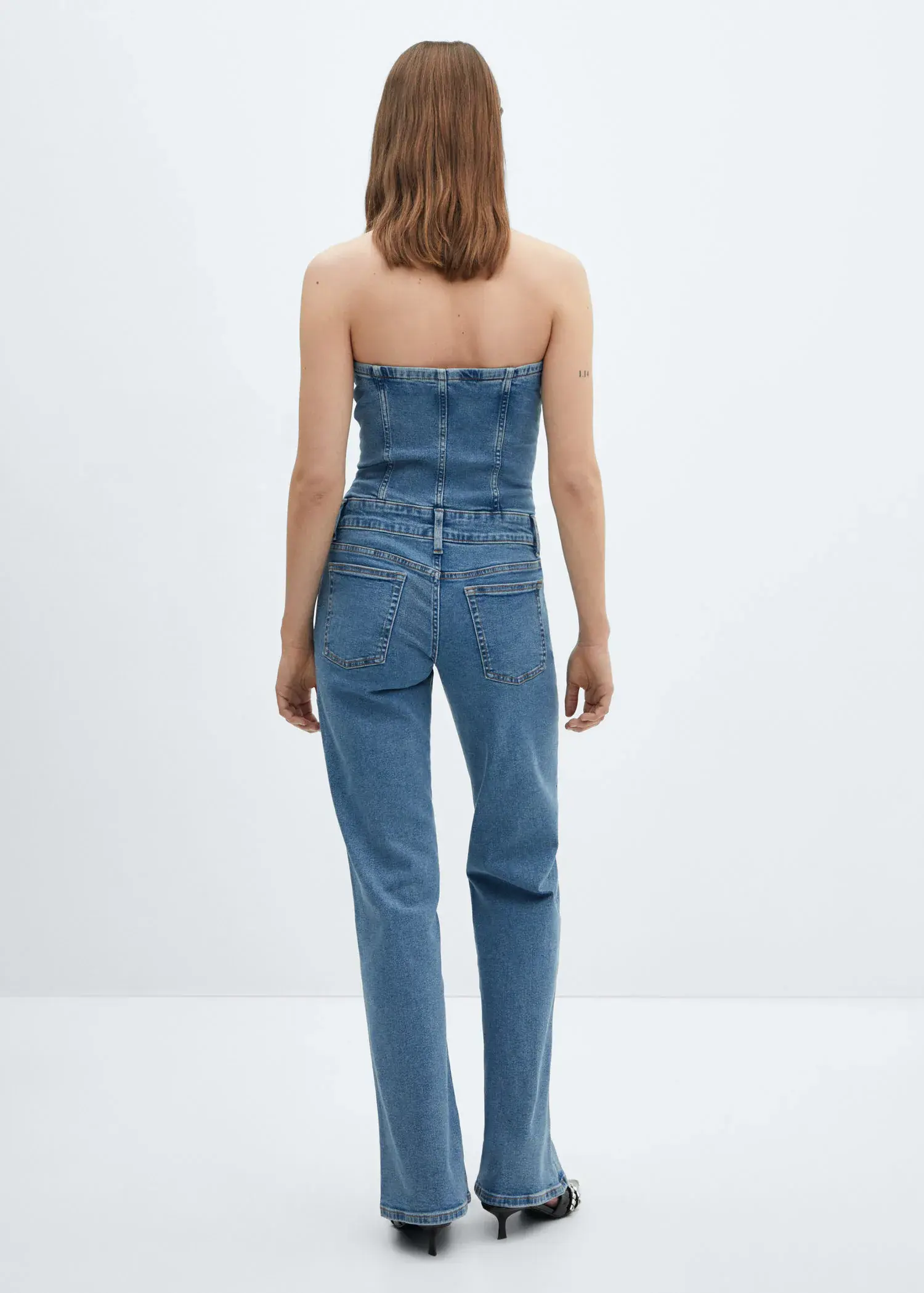 Mango Strapless denim jumpsuit. 3