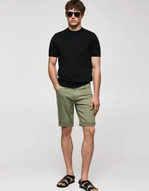 Mango Slim-fit denim bermuda shorts
