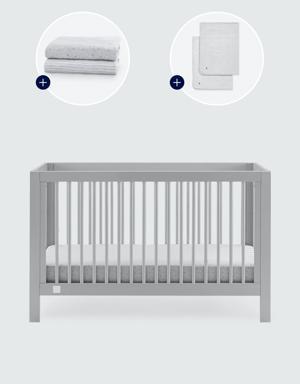 babyGap Charlie Crib with Grey Dots and Stripes Bedding Bundle gray