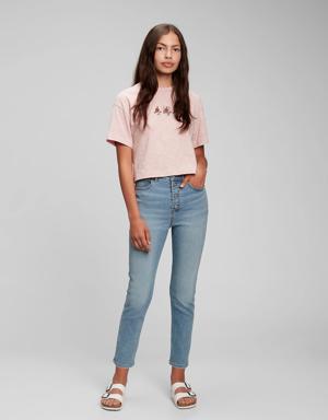 Teen Sky High Rise Skinny Ankle Jeans with Washwell blue