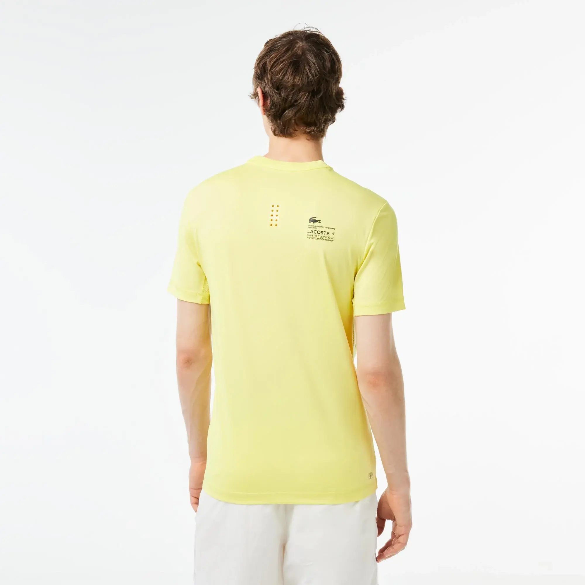 Lacoste SPORT Erkek Slim Fit Bisiklet Yaka Sarı T-Shirt. 3