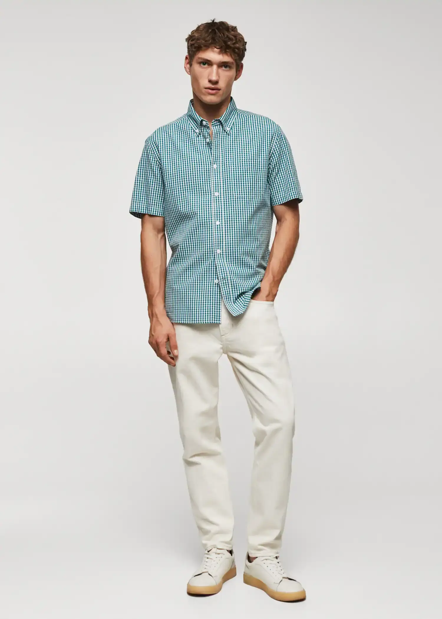 Mango 100% cotton short-sleeved printed shirt. 3