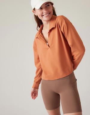 Athleta Retroterry Polo Sweatshirt orange