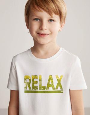 Baskılı Pima Pamuk Beyaz Çocuk T-Shirt