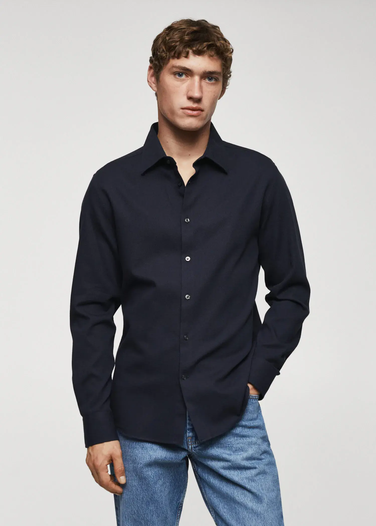 Mango Slim-fit cotton structured shirt. 1