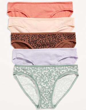 Mid-Rise Cotton-Blend Bikini Underwear 5-Pack for Women orange