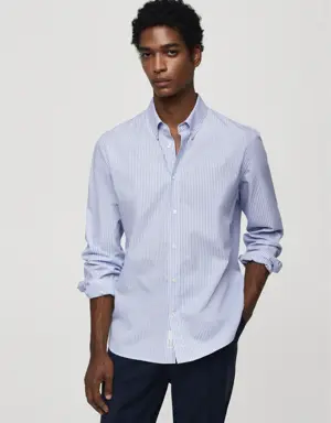 Mango Regular fit cotton striped shirt