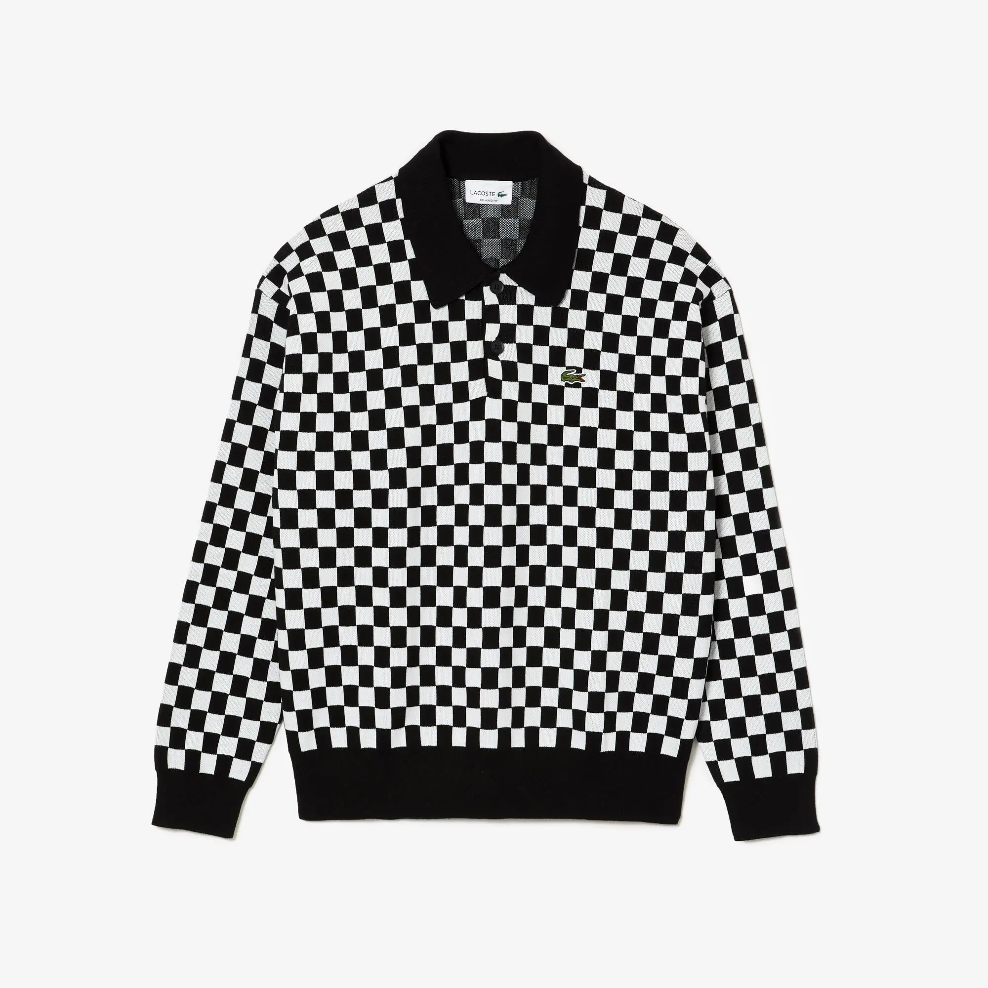 Lacoste Men's Lacoste Héritage Relaxed Fit Checkerboard Print Sweater. 2