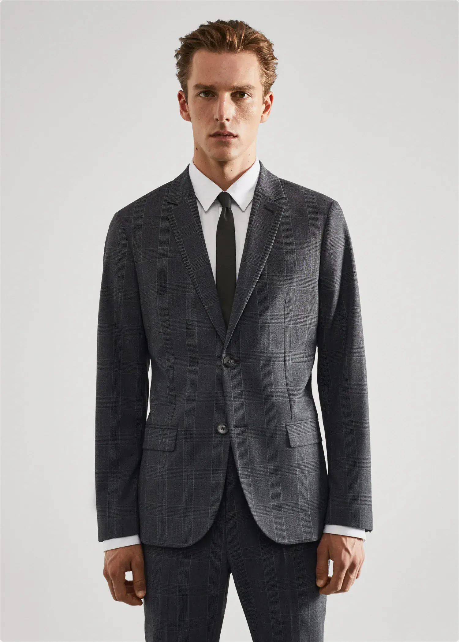 Mango Super slim-fit check suit blazer. 1