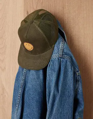 American Eagle Smiley Corduroy Trucker Hat. 2