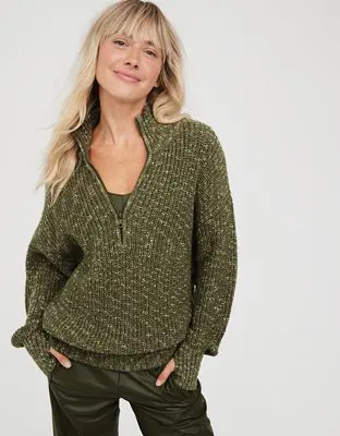 American Eagle By Aerie Chillside Quarter Zip Sweater. 1