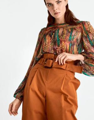 Cropped High Waist Belted Pant