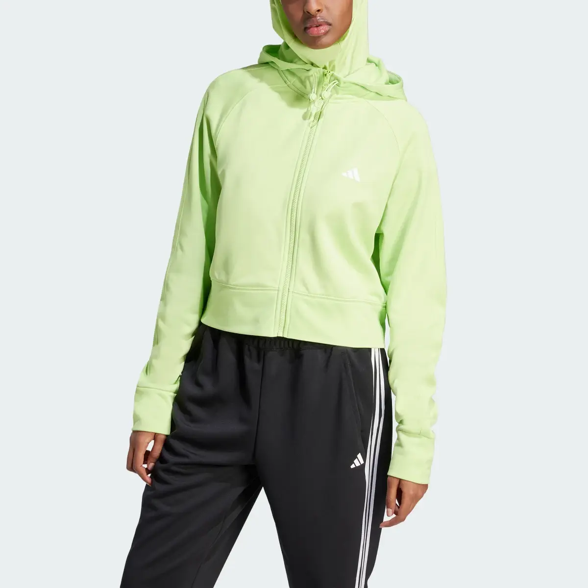 Adidas AEROREADY Game and Go Full-Zip Hooded Fleece Jacket. 1