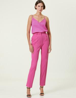 Pembe V Yaka İpek Atlet