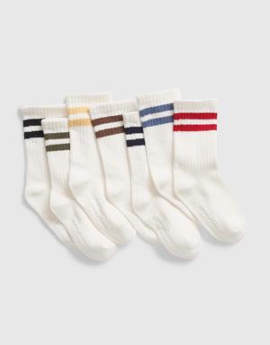Toddler Organic Cotton Stripe Crew Socks (7-Pack) multi