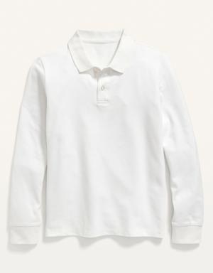 School Uniform Long-Sleeve Polo Shirt for Boys white