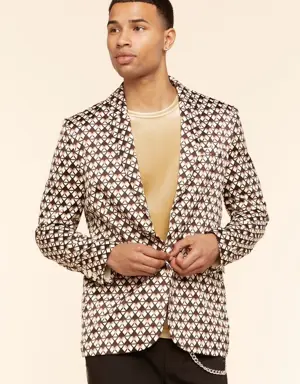 Forever 21 Geo Print Notched Blazer Cream/Multi