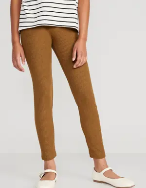 Full-Length Built-In Tough Rib-Knit Leggings for Girls brown