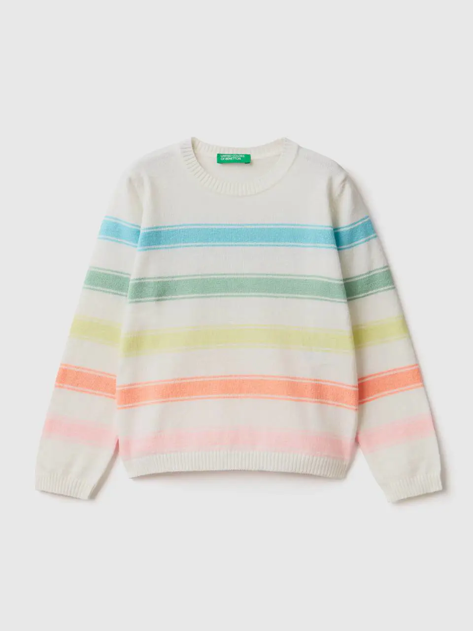 Benetton striped sweater in cotton blend. 1