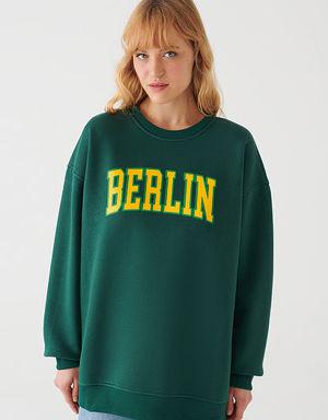 Berlin Baskılı Yeşil Sweatshirt