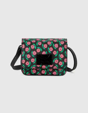 black mini be bag with pink flowers