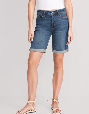 High-Waisted O.G. Straight Jean Shorts for Women -- 9-inch inseam blue
