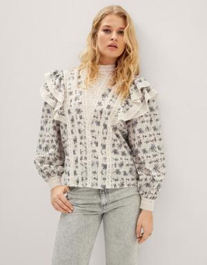 Ruffled embroidered blouse