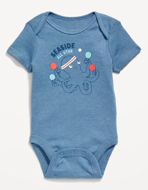Unisex Short-Sleeve Graphic Bodysuit for Baby blue