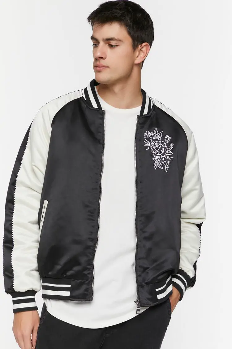 Forever 21 Forever 21 Buena Suerte Varsity Souvenir Jacket Black/White. 1