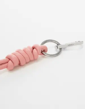 Leather-effect keychain with knot