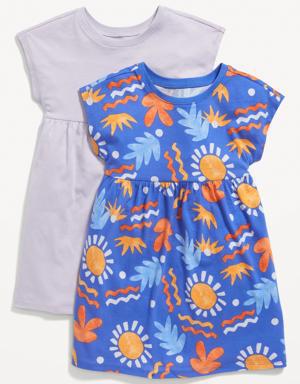Fit & Flare Printed Jersey Dress 2-Pack for Toddler Girls blue