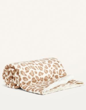 Patterned Micro Performance Fleece Sherpa-Lined Blanket brown