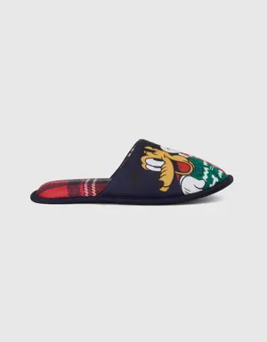 mickey mouse and pluto tartan slippers