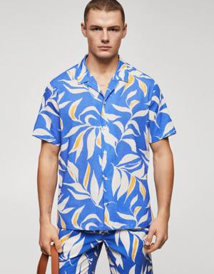 Hawaiian desenli pamuklu gömlek
