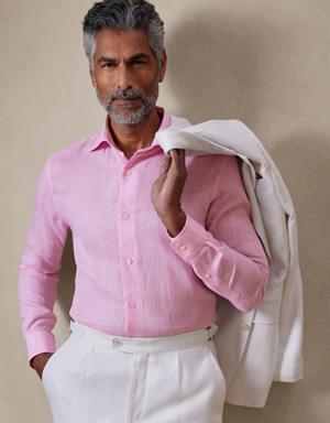 Terme Linen-Cotton Dress Shirt pink