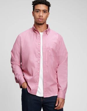Gap All-Day Poplin Shirt in Untucked Fit pink