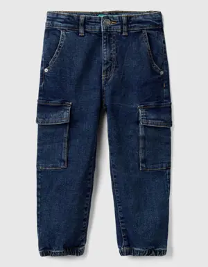 "eco-recycle" denim cargo jeans