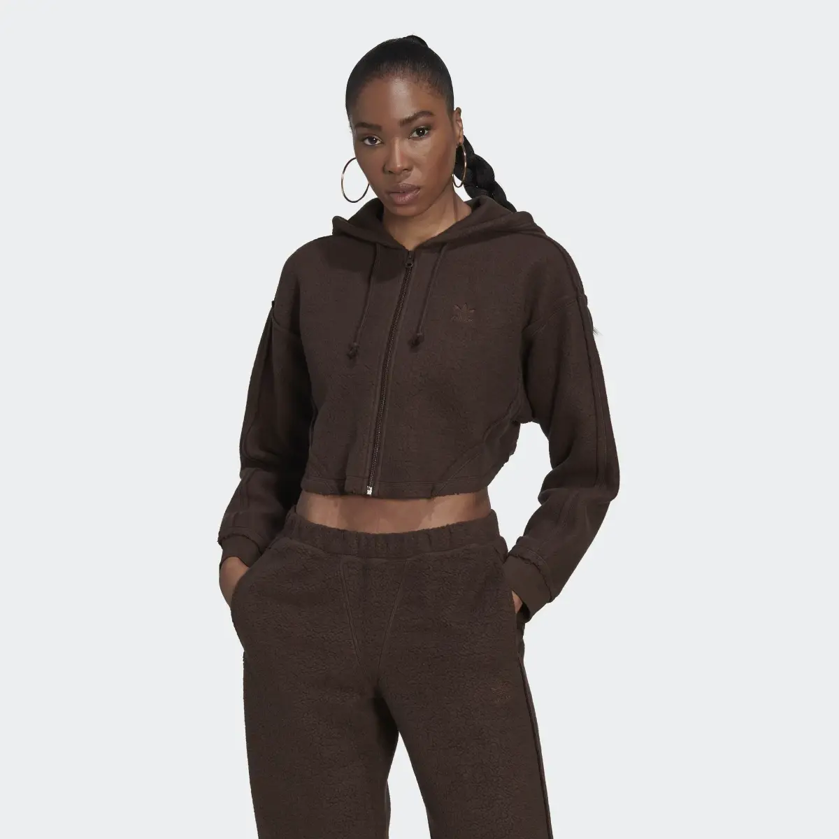 Adidas loungewear cropped full zip hoodie sale