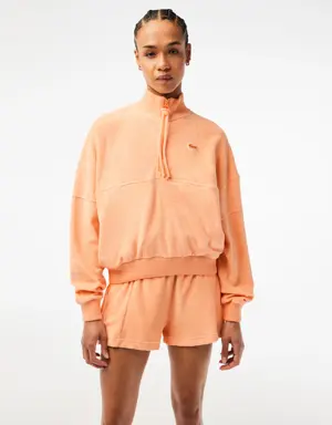 Women’s High-Neck Terry Cloth Half Zip Sweatshirt