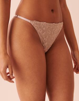 Embroidered Mesh String Panty