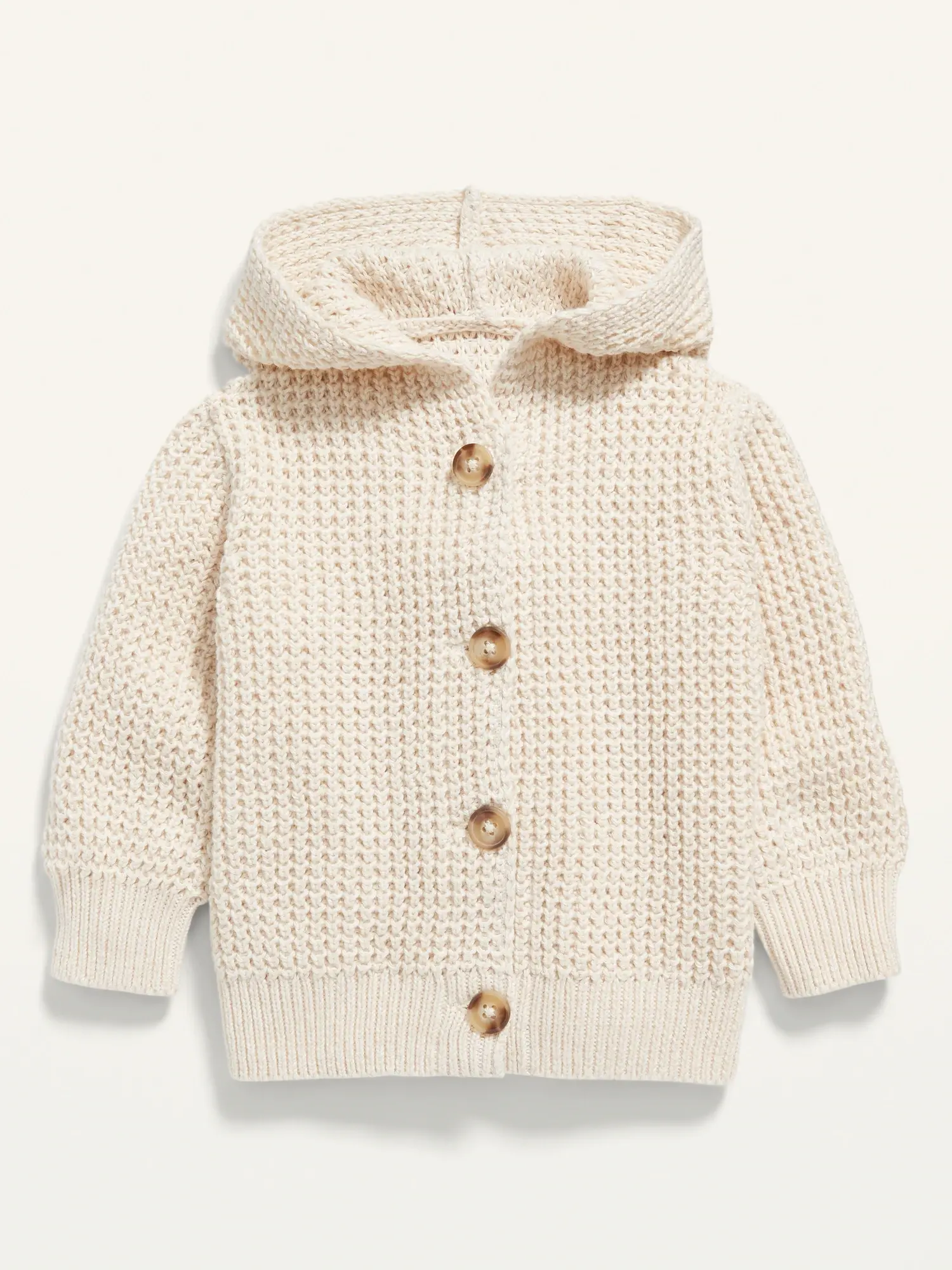 Old Navy Hooded Button-Front Knit Cardigan for Baby white. 1