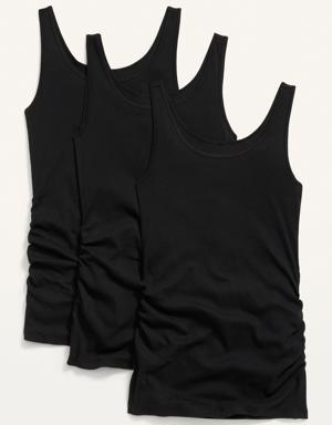 Old Navy Maternity First Layer Rib-Knit Side-Shirred Tank Top 3-Pack black