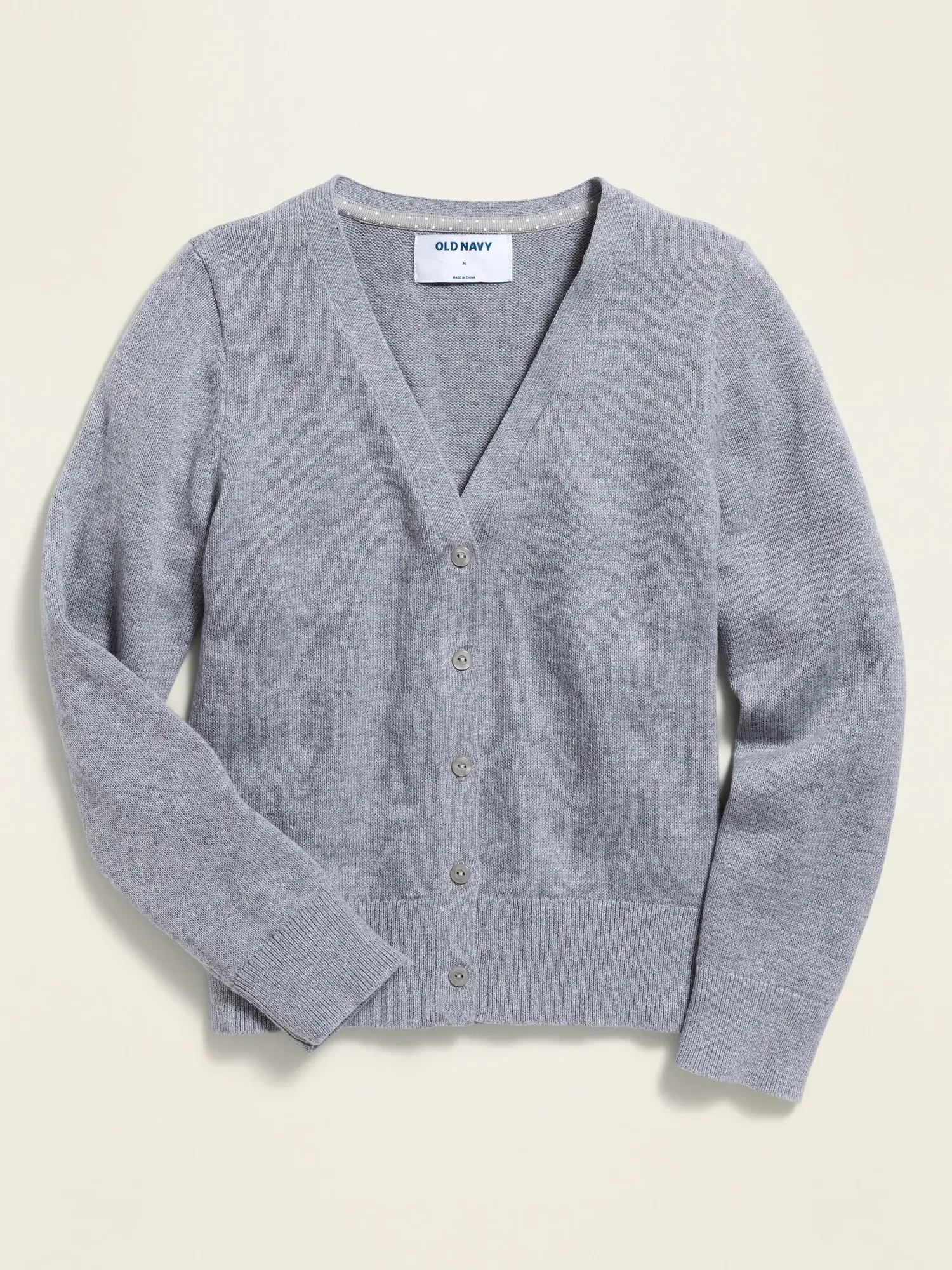 Old Navy Uniform V-Neck Cardigan for Girls gray. 1