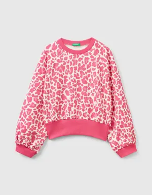 animal print sweatshirt in stretch cotton blend