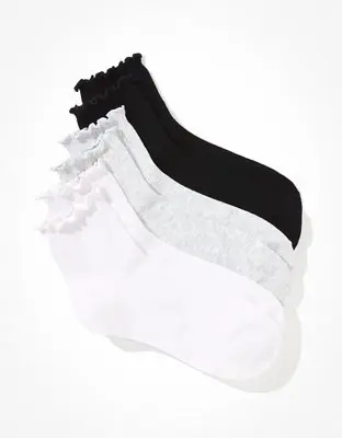 American Eagle Ruffle Trim Boyfriend Sock 3-Pack. 1