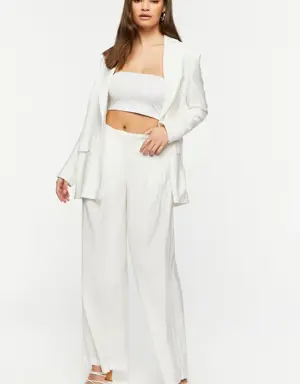 Forever 21 High Rise Wide Leg Trousers Ivory
