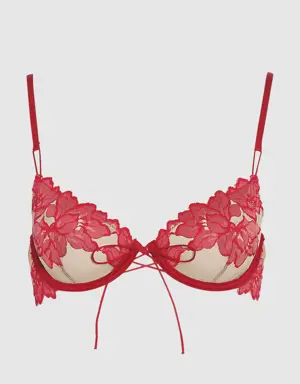 Unlined Lace Up Demi Bra